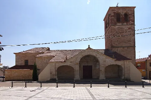 Santa Elena Church with façade and tower in Calzada de Valdunciel.