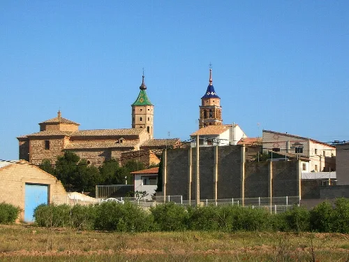 Two bell towers in Fuendejalón, seen from the north.