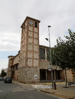 Parish church with clock tower in Sartaguda, Navarra.