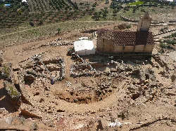 Archaeological excavations of the Roman theater in Medellín, seen from the castle.