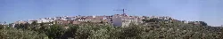 Vista panorámica de Montalbán de Córdoba con casas blancas y vegetación.