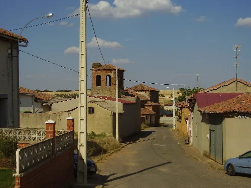 Main street in the village of Valdescapa de Cea in Léon, Spain.