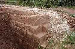 Stone wall with squared blocks at the Roman dam of Mues, Navarra.