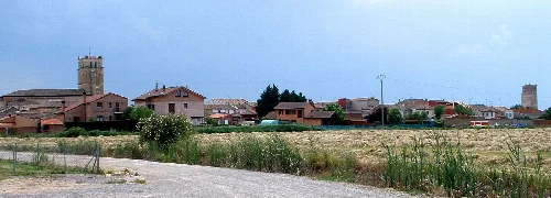 Landscape with houses and towers in Villaumbrales, Palencia.