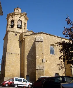 Church of San Pedro in Tafalla with tower and bells.