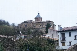 Parish church of Monreal in Navarra on a hilltop.