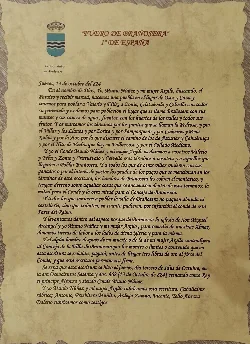 Old document with ink text and a coat of arms at the top.