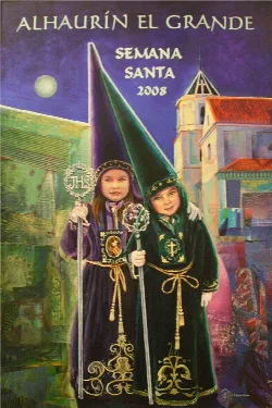 Poster showing children in traditional costumes for Holy Week in Alhaurín el Grande.