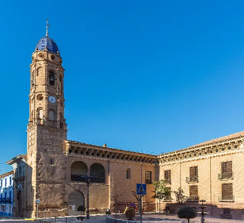 Palace with tower and clock in Morata de Jalón.