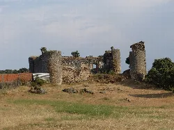 Ruins of a castle with towers in Mejorada, Toledo.
