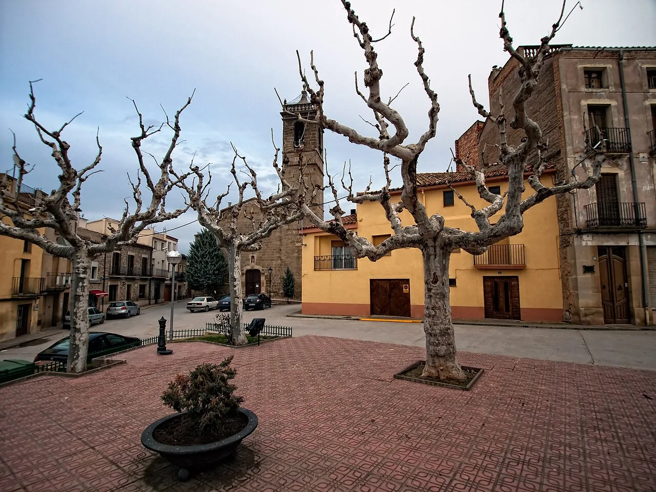 Santa Llúcia church square of La Fuliola (Catalonia, Spain)