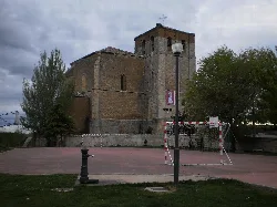 Hermitage of Our Lady of Bethlehem and a football field with goals.