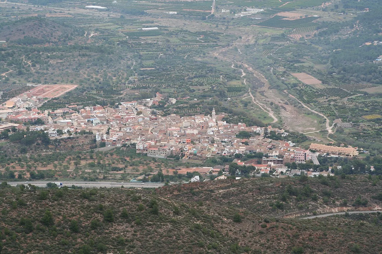 Foto aérea de la localitat d'Estivella
