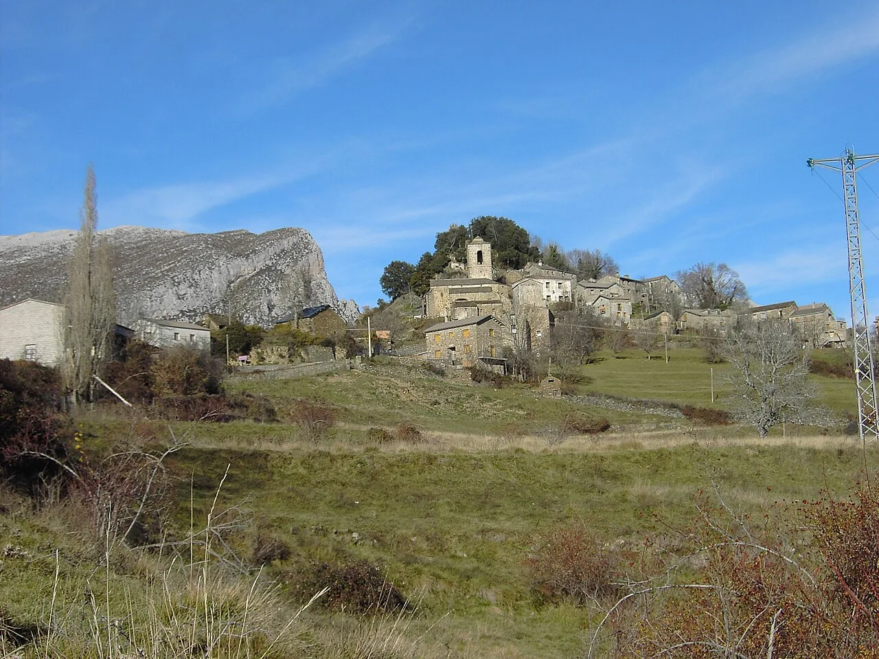 General view on Puértolas, Huesca, Spain.