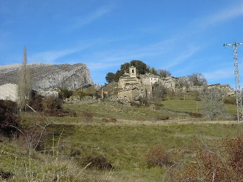General view on Puértolas, Huesca, Spain.
