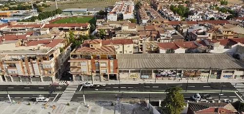 Luftaufnahme von Villasol und der Sportstadt aus der Avenida de Nuestra Señora de los Dolores.