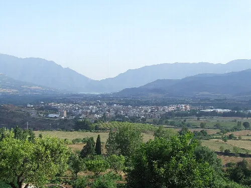 Vista general del terme i ciutat de Tremp des de Talarn (Pallars Jussà)
