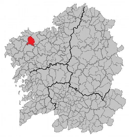 Mapa de localización de Coristanco, A Coruña, Galicia.