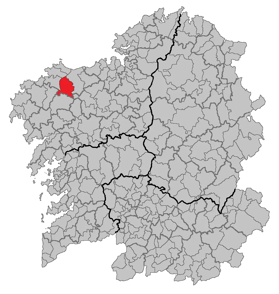 Mapa de localización de Coristanco, A Coruña, Galicia.