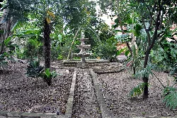 Garden with fountain and tropical plants in Sanlúcar de Barrameda.