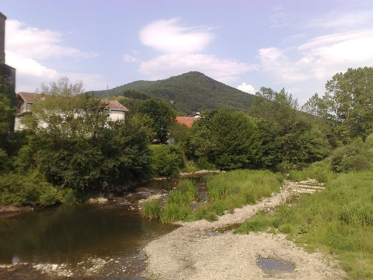 Ultzama river and mount Txutxurru in Ziaurritz, Odieta, Navarre, Basque Country.