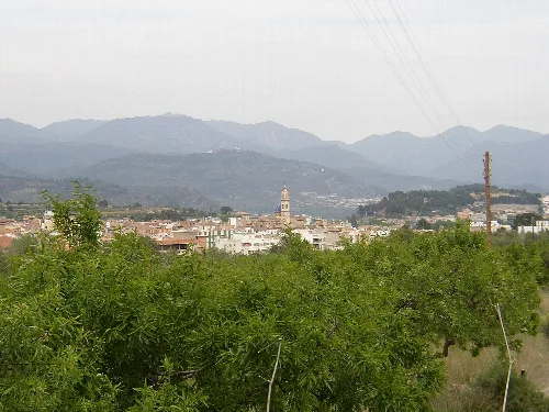 Paisaje con árboles y vista de Altura en la distancia.