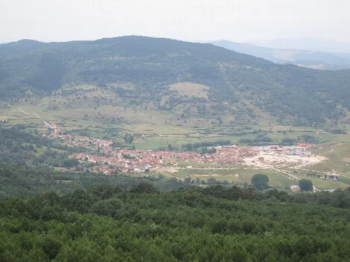 Landscape with village and mountains in Burgos, view from Mount Araña.