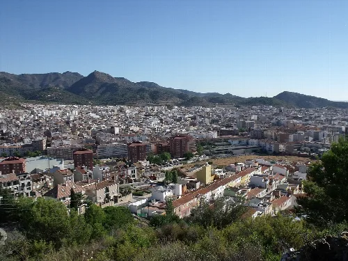 View of Vall de Uxó city with mountains behind.