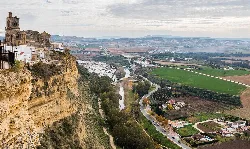 Panoramic view of Arcos de la Frontera from a hilltop viewpoint
