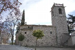 Sant Cristòfol church with tower and stone walls in Lliçà de Vall.