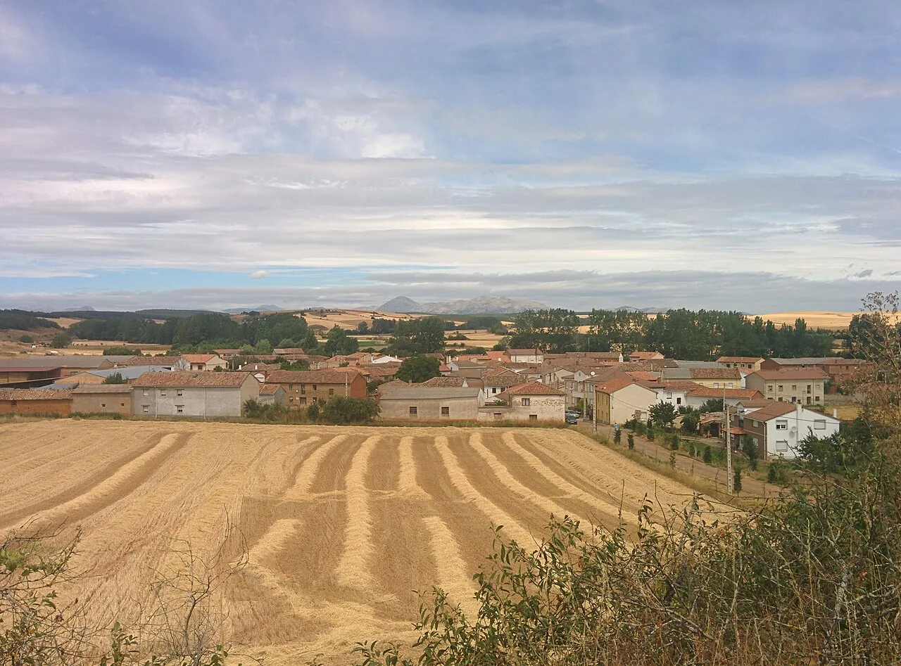 Landscape with farmland and houses in Micieces de Ojeda.