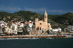 Church of Sant Bartolomé and Santa Tecla by the sea in Sitges.