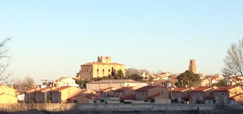 Vista de Monteagudo, con el Castillo Palacio de los marqueses de San Adrián y la Iglesia de Sta. María Magdalena
