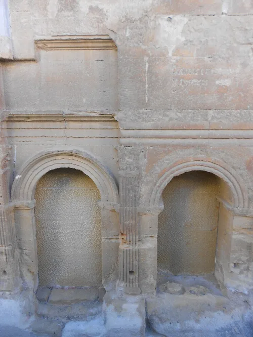 Roman mausoleum with arches and stone walls in Chiprana, Zaragoza.