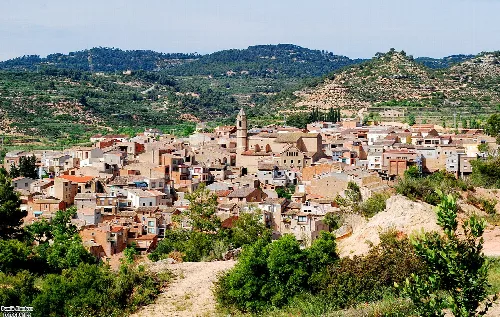 General view of the village of Cervià de les Garrigues, Lleida, Catalonia