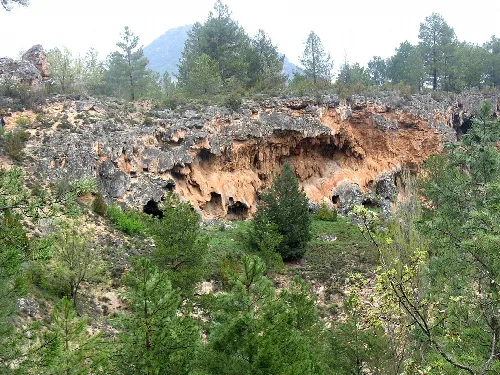 Kalkhaltige Formationen und Vegetation bei El Campillo, Zaorejas.