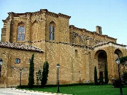 Stone monastery with Gothic windows in Casalarreina.