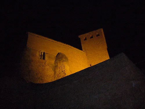 Quevedo Castle in Cetina illuminated at night.