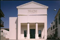 Facade of Villaespesa Theater with columns in Sorbas.