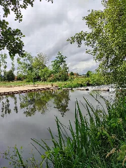 Neira River with vegetation and trees on the bank.