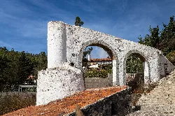 Stone arches of an old watermill in Vilaflor de Chasna.