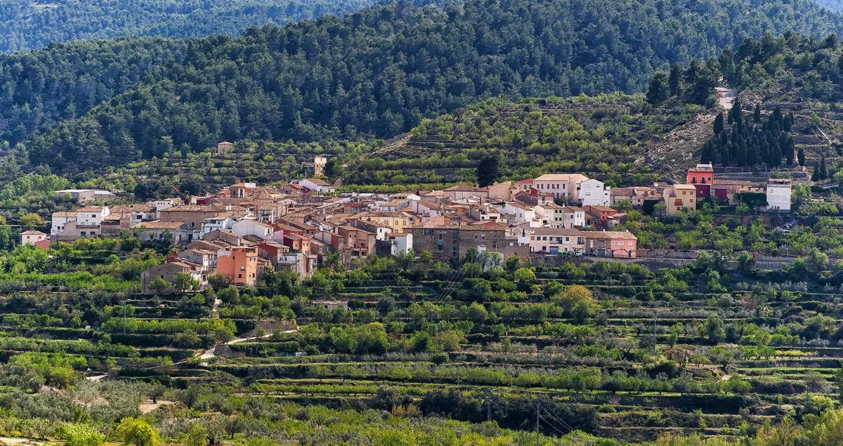 Vista de la localidad, Alcoleja.