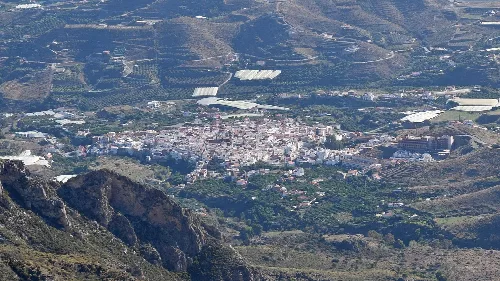 The village of Molvízar (Granada province, Spain) seen from the hilltop La Guindalera