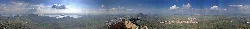 Panoramic view from Puebla de Alcocer castle tower showing the landscape.