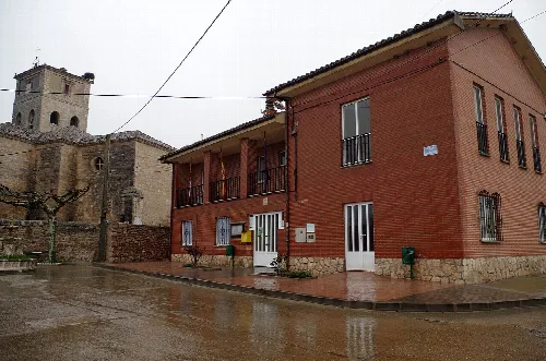Church and town hall of Villazopeque, Burgos, (Spain)