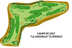 Kartenansicht des Golfplatzes mit neun Löchern in El Bonillo.