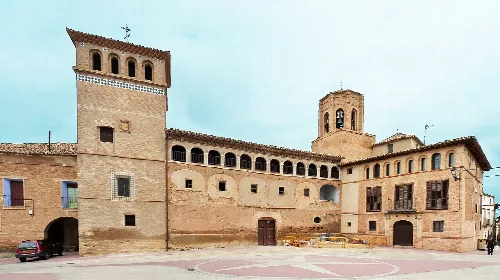 View of the Hospitaliers Palace and the church tower in Ambel