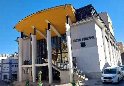Facade of the Nuevo Calderón Municipal Theater in Montijo, Badajoz.