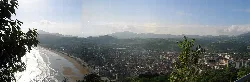 Panoramic view of Zarautz from Santa Barbara with beach and mountains