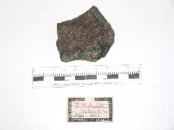 Mineral rock with a label indicating wittichenita.
